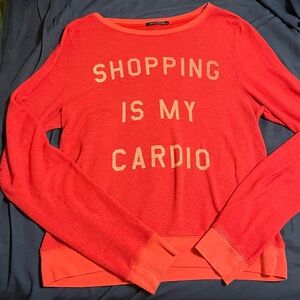 Wildfox “Shopping is my cardio” red pullover - M